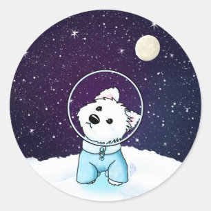 Space Westie Runder Aufkleber