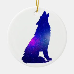 Space Wolf heulend - Hintergrundfarbe wählen Keramik Ornament