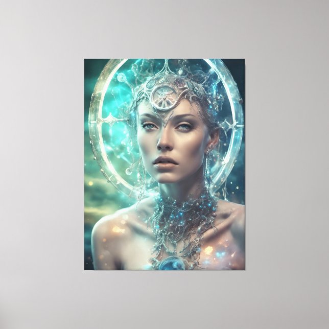 Space Woman Beautiful Scifi Leinwanddruck (Vorderseite)