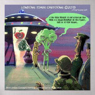 Spaced Out Vegans Funny Poster
