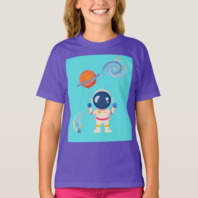 Spaceman Cartoon Abenteuer. T-Shirt (Vorderseite)