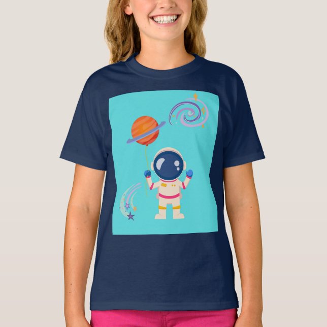 Spaceman Cartoon Abenteuer. T-Shirt (Vorderseite)