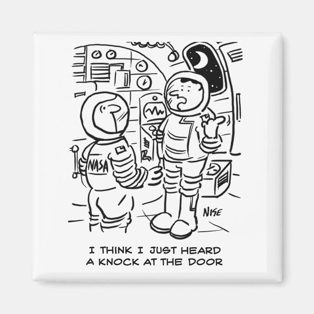 Spacemen auf Raumschiff Hörklopfen an der Tür Magnet (Vorne)