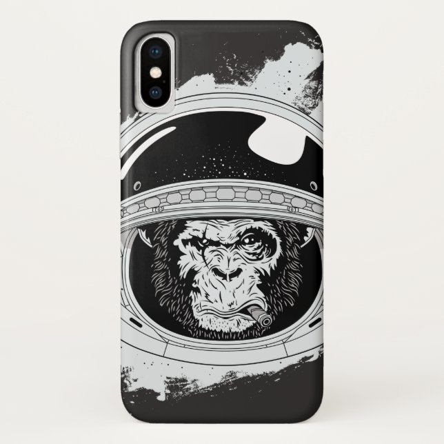 Spacemonkey Schwarzweiß Case-Mate iPhone Hülle (Rückseite)