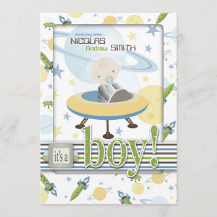Spaceship Astronaut Baby Shower Einladungen