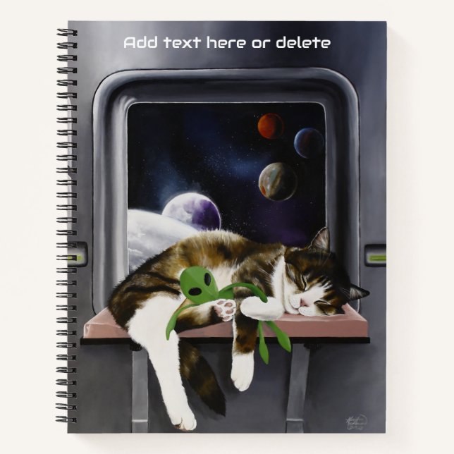 Spaceship Cat Sci-Fi Niedlich Notizbuch (Vorderseite)