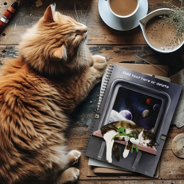 Spaceship Cat Sci-Fi Niedlich Notizbuch (Von Creator hochgeladen)