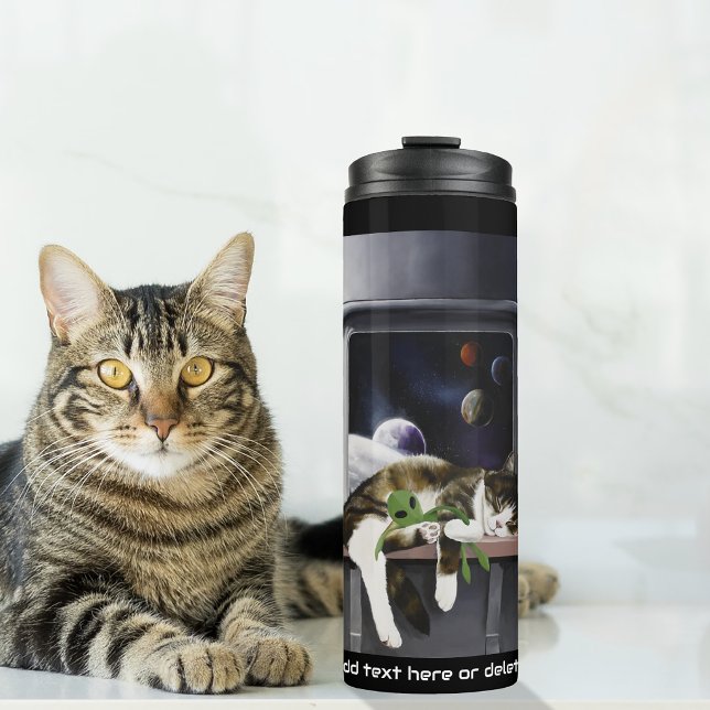 Spaceship Cat Sci-Fi Niedlich Thermosbecher (Von Creator hochgeladen)