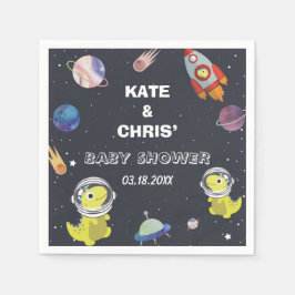 Spaceship Dinosaur Star Planet Galaxy Babydusche Serviette