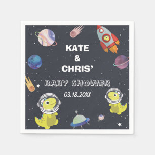 Spaceship Dinosaur Star Planet Galaxy Babydusche Serviette