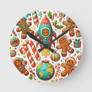 SpaceShuttle Weihnachten Runde Wanduhr