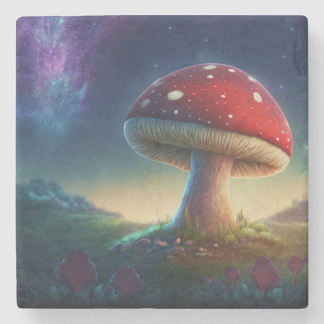Spacey Amanita Muscaria Stone Untersetzer (Vorderseite)