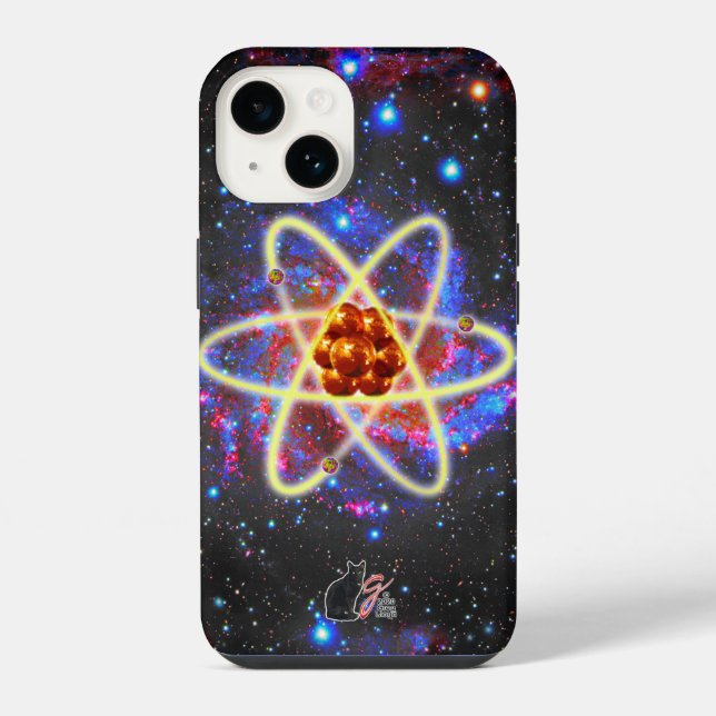 Spacey Atomic iPhone 14 Hülle (Rückseite)
