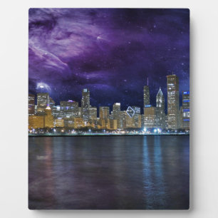 Spacey Chicago Skyline Fotoplatte