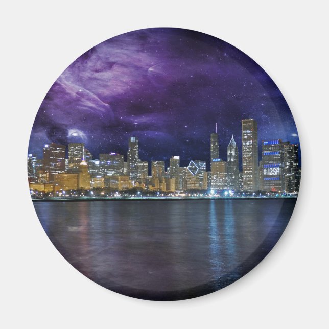 Spacey Chicago Skyline Magnet (Vorne)