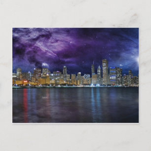 Spacey Chicago Skyline Postkarte