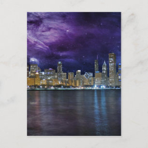 Spacey Chicago Skyline Postkarte