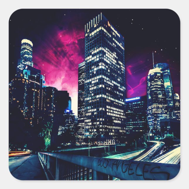 Spacey Los Angeles Quadratischer Aufkleber (Vorderseite)