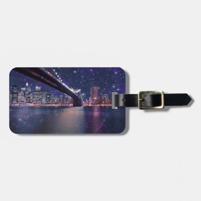 Spacey Manhattan Skyline Gepäckanhänger (Vorderseite horizontal)