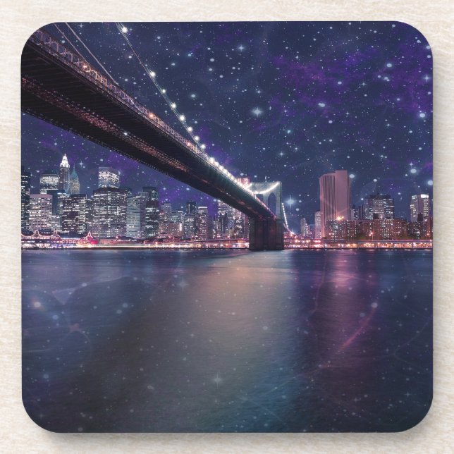 Spacey Manhattan Skyline Getränkeuntersetzer (Vorderseite)
