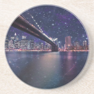 Spacey Manhattan Skyline Getränkeuntersetzer