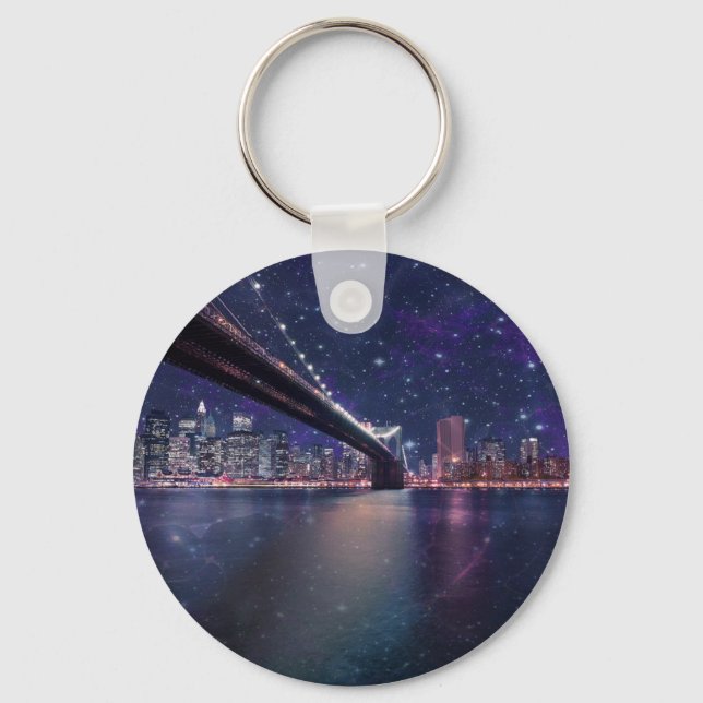 Spacey Manhattan Skyline Schlüsselanhänger (Vorderseite)