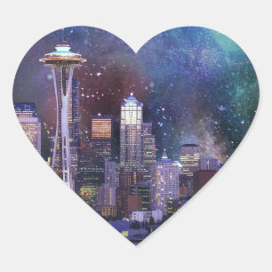 Spacey Seattle Herz-Aufkleber