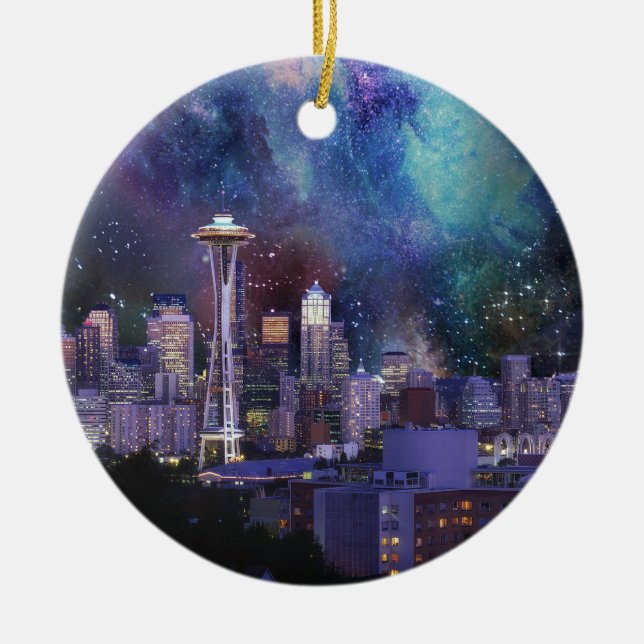 Spacey Seattle Keramik Ornament (Vorne)