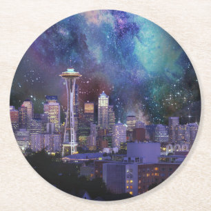 Spacey Seattle Runder Pappuntersetzer