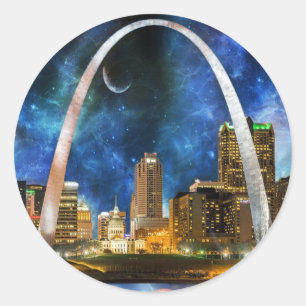 Spacey St. Louis Skyline Runder Aufkleber