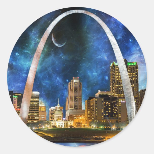 Spacey St. Louis Skyline Runder Aufkleber (Vorderseite)