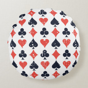 Spade, Diamant, Herz, Clubmuster Rundes Kissen