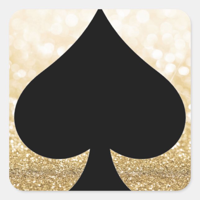Spade- und Gold-Glitzer-Aufkleber Quadratischer Aufkleber (Vorderseite)