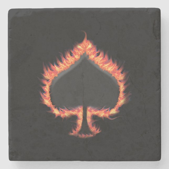 Spades Flames Steinuntersetzer (Vorderseite)
