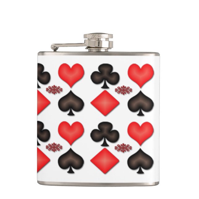 Spades Hearts Diamonds Clubs Muster Flachmann (Vorderseite)