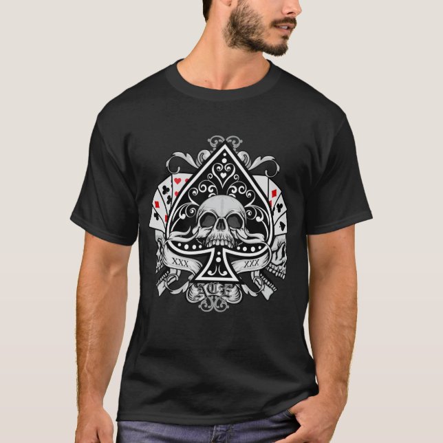 Spades Skulls beim Spielen T-Shirt (Vorderseite)