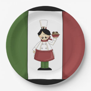 Spaghetti Abendessen Italienischer Koch Papierplat Pappteller