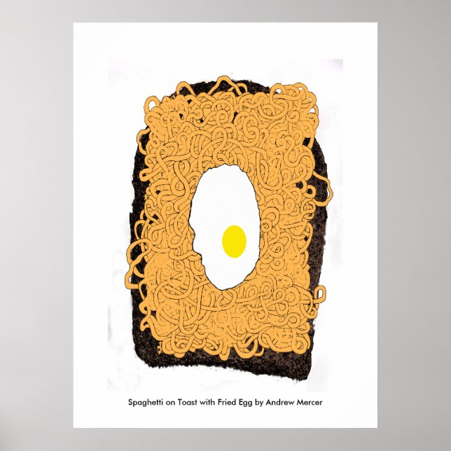 Spaghetti auf Toast mit frittiertem Ei. Poster (Vorne)