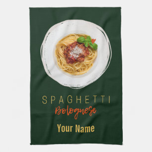 Spaghetti bolognese Nudeln Gourmet Koch Geschirrtuch
