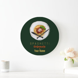 Spaghetti bolognese Nudeln Gourmet Koch Große Wanduhr