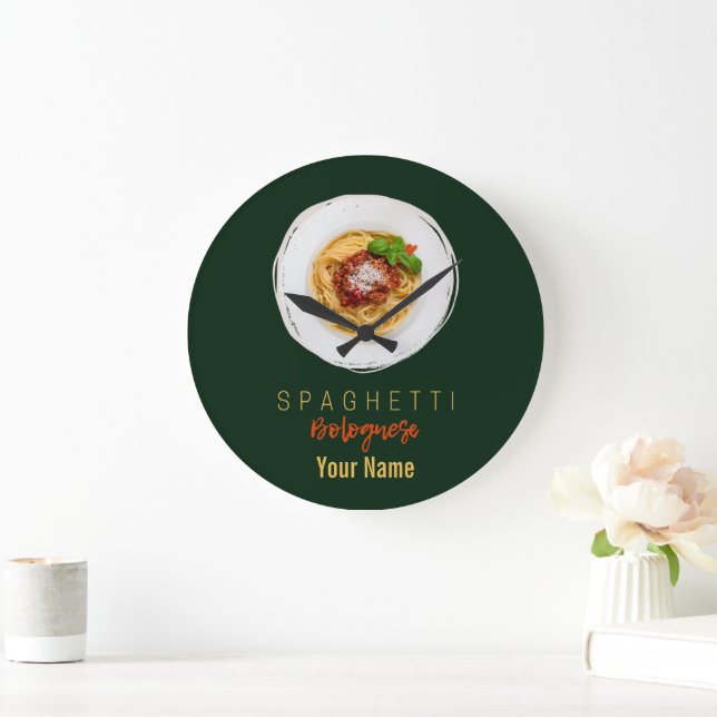 Spaghetti bolognese Nudeln Gourmet Koch Große Wanduhr (Zuhause)