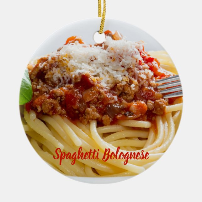 Spaghetti Bolognese Sauce Pasta mit Parmesan Keramik Ornament (Vorne)