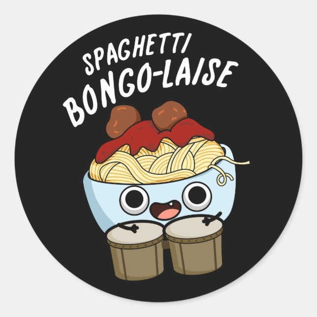 Spaghetti Bongolaise Funny Food Pub Dark BG Runder Aufkleber (Vorderseite)