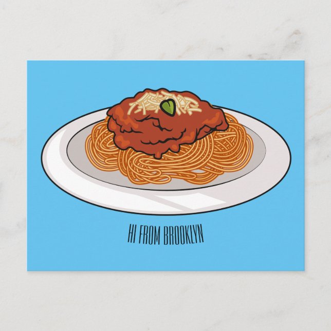 Spaghetti-Cartoon-Abbildung Postkarte (Vorderseite)