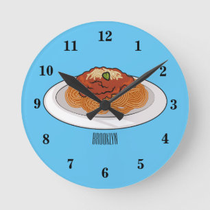 Spaghetti-Cartoon-Abbildung Runde Wanduhr