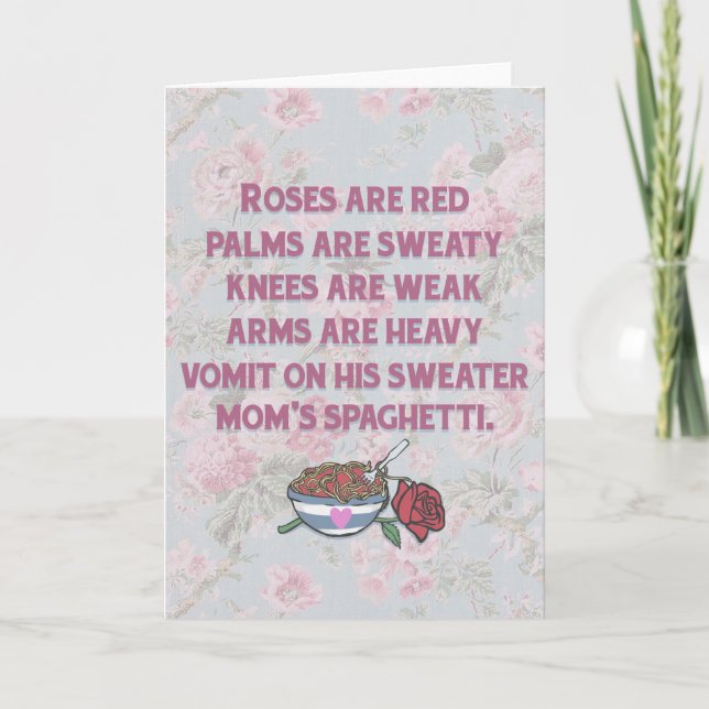 Spaghetti de Maman - poème amusant carte de la Sai (Devant)