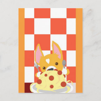 Spaghetti Dinner Corgi Postkarte