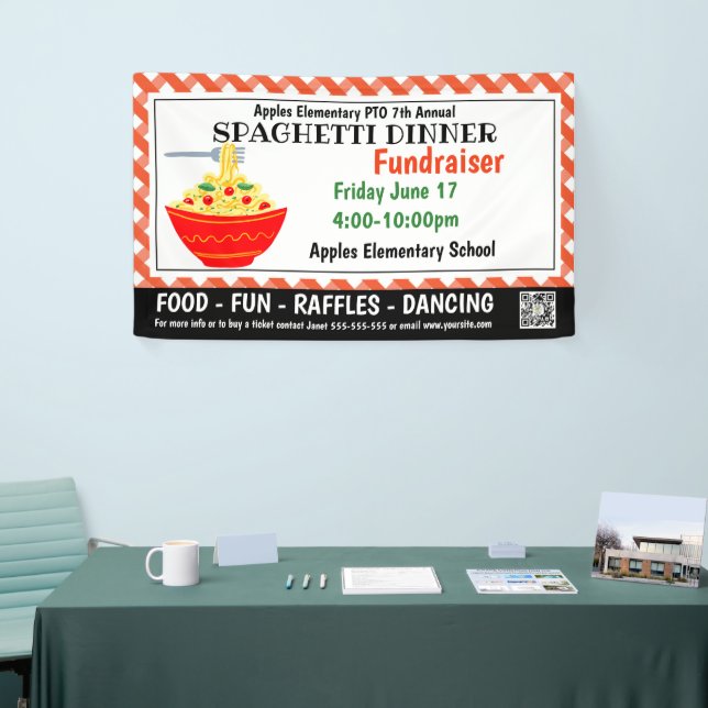 Spaghetti Dinner Fundraiser PTO PTA Kirche Banner (Messeveranstaltung)