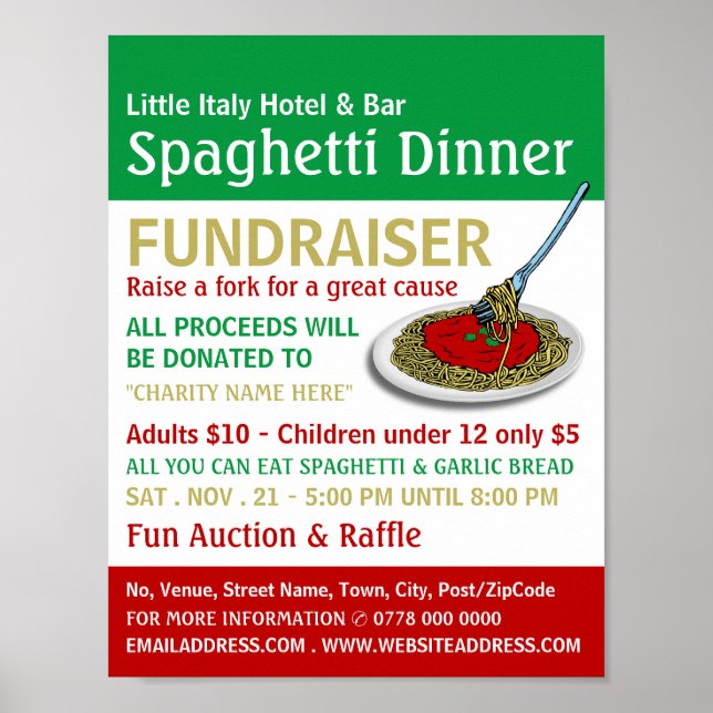 Spaghetti Dinner Fundraiser Veranstaltung Poster (Vorne)