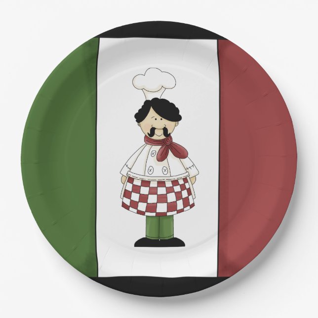 Spaghetti Dinner Italienische Koch Papier Teller (Vorderseite)